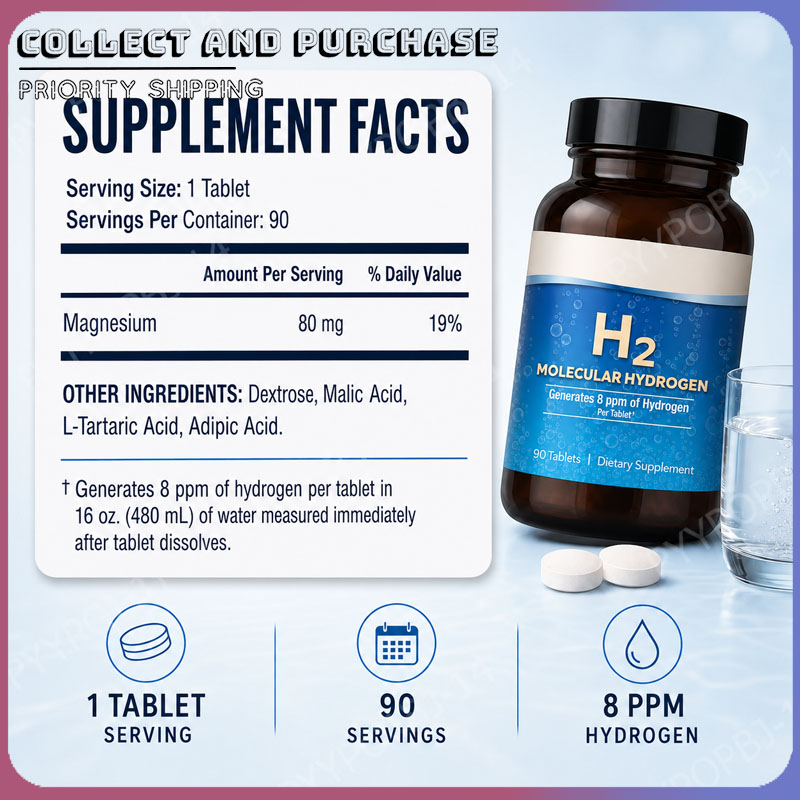 Health Wellness & Psychology - Molecular Hydrogen H2 Tablets 90 Count