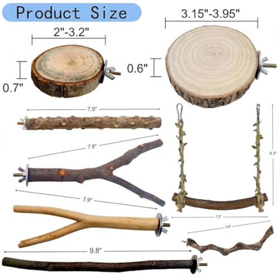 8PCS natural wood bird perches – Health & Wellness Therapy Center recenzja i cena